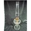 Image 1 : ANTIQUE PRESSED GLASS ALADDIN OIL LAMP WITH LOOKING GLASS FLUTE . 24.5" X 6".