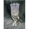 Image 1 : VICTORIAN SATIN GLASS HAND CUT CELERY DISH IN AN ORNATED FOOTED SILVERPLATE BASE. 10.5 INCHES.