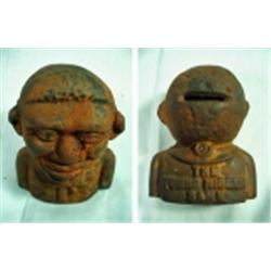 EARLY CAST IRON "NEGRO" BANK. 4.75".