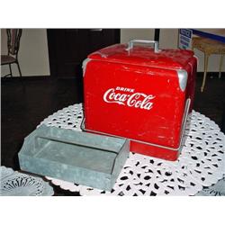 AUTHENTIC COCA COLA ICE CHEST CIRCA 1950'S WITH ICE CHEST 17"X 17" X 12".