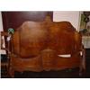 Image 1 : VICTORIAN STYLE HEAD AND FOOT BOARD, VERY ORNATE HAND CARVING, BIRDS-EYE MAPLE WITH INLAY. ORIGINAL 