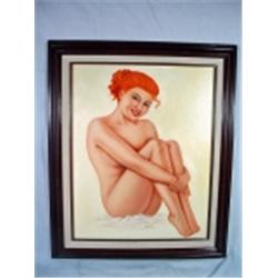 ORIGINAL OIL ON CANVAS OF NUDE BY DIDI. 25" X 20"