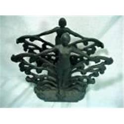 ART DECO CAST MAGAZINE HOLDER. 8.5" X 10.5".
