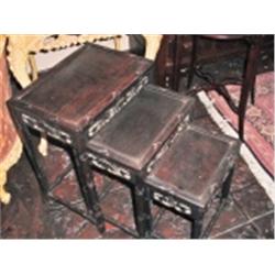 SET OF THREE MAHOGANY NESTING TABLES. 23", 19", AND 16".