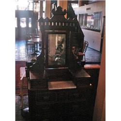 EASTLAKE DRESSER WITH MIRROR AND MARBLE. 73" X 35" X 19".