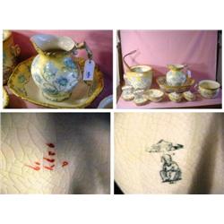 RARE 15 PC. BATH SET WITH BOWL AND PICTURE (THE NICEST SET EVER SEEN)