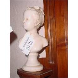 SIGNED CHALKWARE BUST OF WOMAN.10.5"