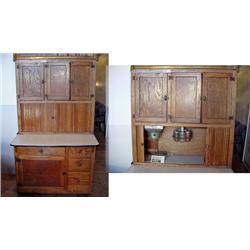 HOOSIER CABINET 71" X 40" X 28" COMPLETE WITH SPIC RACK AND ORIGINAL JARS.