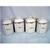 Image 1 : SET OF FOUR PORCELAIN CANNISTERS MARKED GERMANY IN A CHINTZ AND GOLD BORDER LABELED FARINA, RICE, CO