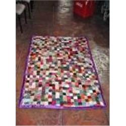 SILK, RAYONS, AND SATIN BISCUIT QUILT (UNSTUFFED) 64" X 42" QUILT