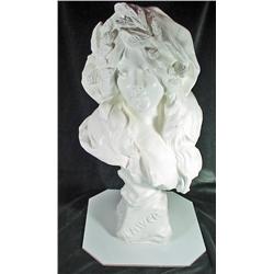 SOLID CERAMIC SIGNED ART NOUVEAU BUST 22".