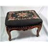 Image 1 : HAND CARVED VICTORIAN FOOTSTOOL CIRCA 1930'S UPHOLSTERED WITH NEEDLEPOINT TAPESTRY IN A FLORAL PATTE
