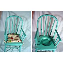 CHILD'S 72 YEAR OLD PORTA-A-POTTIE CHAIR 23" X 12" X 12".