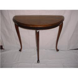 ANTIQUE THREE LEGGED PINE QUEEN ANNE STYLE WALL TABLE 26" X 27" X 13".