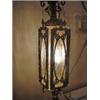 Image 1 : VICTORIAN STYLE SWAG LAMP WITH ORIGINAL GLASS PULL CHAIN MECHANISM WITH CRYSTALS 26" X 5.5" SQUARE.