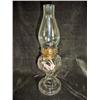 Image 1 : ANTIQUE PRESSED GLASS OIL LAMP WITH CLEAR HURRICANE SHADE. 19" X 4.75".