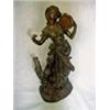 Image 1 : BRONZE-LIKE SCULPTURE IN A RESIN LIKE MATERIAL OF WOMAN WITH TAMBORINE. 10".