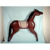 Image 1 : HAND-CARVED WOODEN HORSE WALL PIECE WITH ORIGINAL HORSE HAIR. 36" X 40".