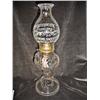 Image 1 : ANTIQUE PRESSED GLASS OIL LAMP WITH 'HOME SWEET HOME' HURRICANE SHADE. 20" X 6".