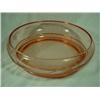 Image 1 : PINK DEPRESSION GLASS BOWL 10" HAND ETCHED WITH FLOWERS AND BANDS.