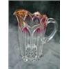 Image 1 : RUBY STAINED 9" PITCHER WITH DECORATIVE DESIGN.
