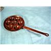 Image 1 : PRIMITIVE VINTAGE COPPER EGG POACHER 5.75" WITH RIVETED HANDLE (12" WITH HANDLE)