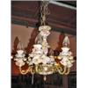 Image 1 : PORCELAIN AND BRASS SIX ARM CHANDELIER IN THE CAPDIMONTE STYLE 17.5" X 18".