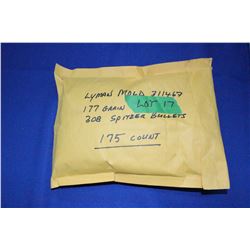 Bullets:  308 Spitzer, 177 gr., Lyman Mold 311467 (170 count)