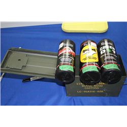 3 Part Containers of Smokeless, Small Rifle, Pistol Powder and Shot Shell Powder in a Military Ammo 