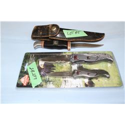 G96 Brand, 4", Model 900 Knife w/Sheath & a Fighter Plus Set of Knives (1 - 3 1/2" and 1 - 4 1/2")