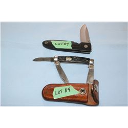 Buck U.S.A. Lockback Pocket Knife w/ 3 1/4" Blade & a 3 Bladed Japan Knife with Sheath