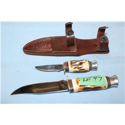The Bone Collector 440 Stainless 2 Knife Set - Bone Handles, 4 1/2" & 2 1/2" Blades w/Sheath