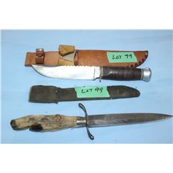 Premier Hunting Knife (Germany), 5 1/2  Blade w/Sheath & a Dagger with a Hoof Handle, 5 1/2  Blade