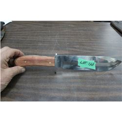 Bowie Knife w/9" Stainless Blade, Wood Handle - Not finished well around the guard