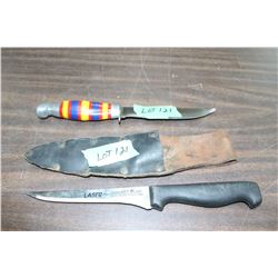 Richardson, England - Fileting Knife w/Sheath & a Handmade Hunting Knife w/5 1/2" Blade and Colorful