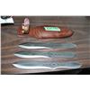 Image 1 : 3 - 8 1/2" Ash 440 Steel Throwing Knives w/Sheath