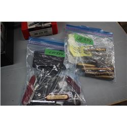 Bag of 12 Knives; a Bag of Cleaning Brushes & Unprimed Ammo