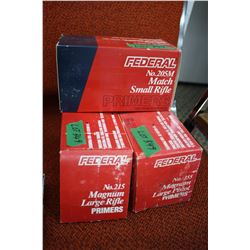Box of #215 Magnum Lrg. Rifle Primers; Box of #205 M Match Sm. Rifle Primers; Box of #155 Magnum Lrg