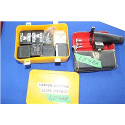 Yellow Box w/Weaver Scope Eye Pieces & a Bushnell Bore Sighter