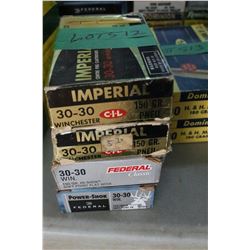 4 Boxes of Factory 30-30 Winchester Live Rnds, 150 gr, Soft Point & Pneu