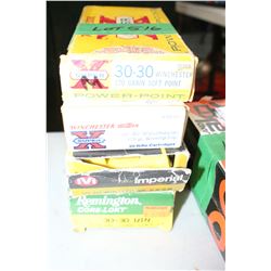 4 Boxes of Mixed Factory 30-30 Winchester Live Rnds, 170 gr., Soft Point & Silver Tip Express