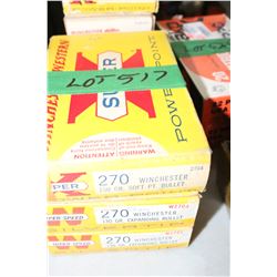 3 Boxes of Factory 270 Winchester Live Rnds, 130 gr., Expanding Bullet & 150 gr., Soft Point