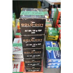 5 Boxes of Factory Gold Dot 357 Magnum Live Rnds, 150 gr., HP