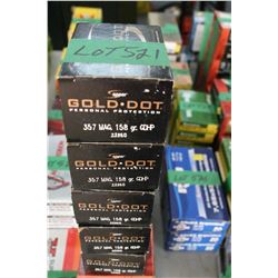 5 Boxes of Factory Gold Dot 357 Magnum Live Rnds, 150 gr., HP