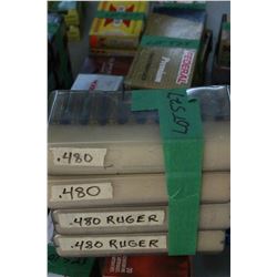 4 Case Guard Cases of 480 Ruger Live Rnds, Reloaded Ammo w/Load Information on the Cases