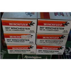 6 Boxes of Factory 307 Winchester, Winchester 180 gr., Power Point
