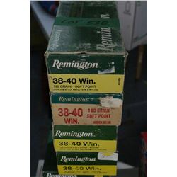 4 Boxes of Factory 38-40 Winchester, Remington, 180 gr., Soft Point.  For use in rifles and revolver