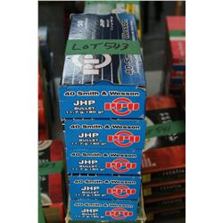 5 Boxes of Factory 40 Smith & Wesson, PPU, 180 gr., JHP Bullet
