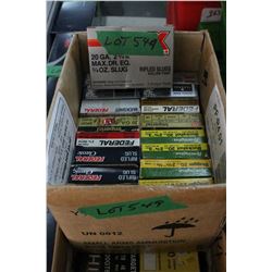 17 Boxes of Factory 20 ga., Rifled Slugs & Buckshot