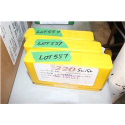 58 Rnds of Reloaded 22 Swift - 1 with Load Information on the Outside of the Yellow Caseguard Case
